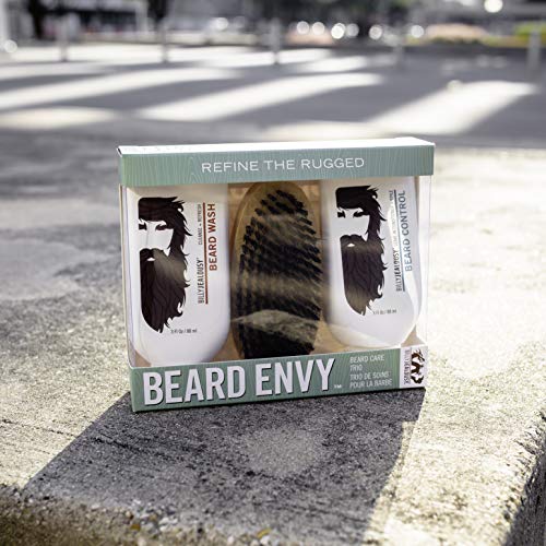 Original Beard Envy Facial Hair Refining Kit with Beard Wash & Boar Bristle Brush