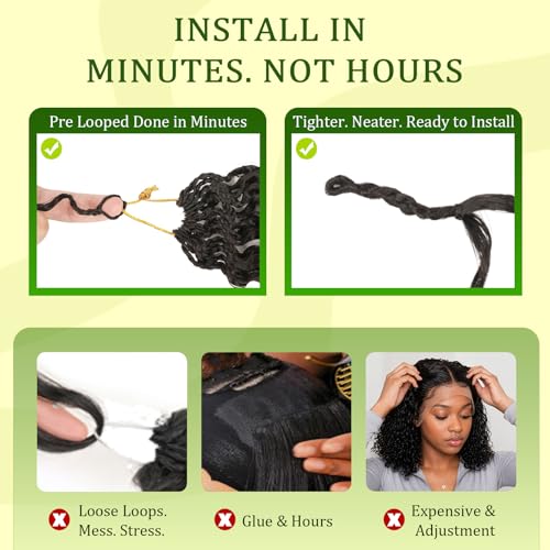 Pre-Looped Burmese Curly Crochet Hair 18 Inch - 8 Packs 120 Strands 1B#