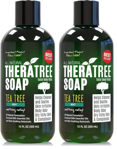 Oleavine TheraTree Tea Tree Oil Body & Foot Wash 12oz Pack of 2 - Refreshing Mint Formula