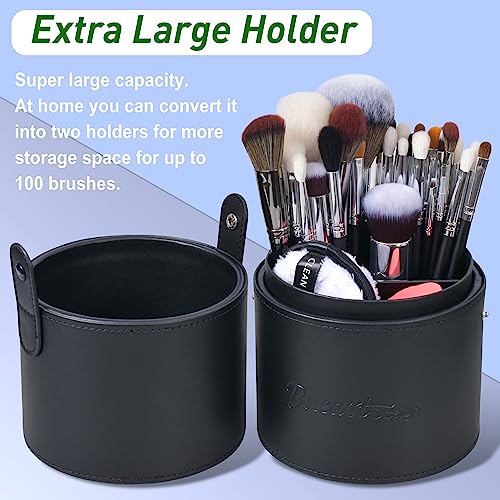 Professional 34-Piece Makeup Brush Set with Real Goat & Horse Hair - Black B