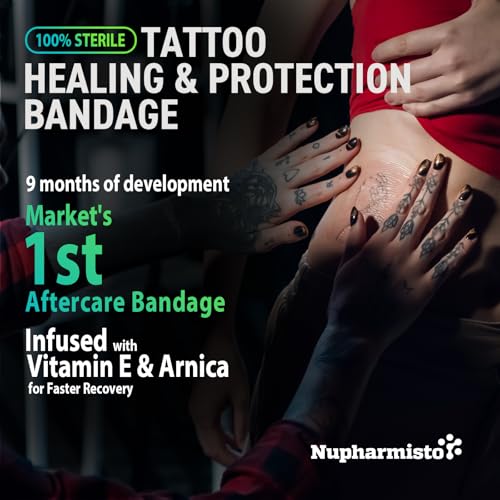 Waterproof Tattoo Aftercare Bandage 10x4 Yards - Skin Healing Wrap with Arnica & Vitamin E
