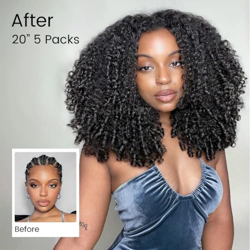 Black 20 Inch Burmese Curly Human Hair Crochet Bundles 100G - Natural Shine