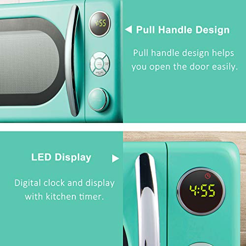 Galanz Retro Microwave Oven 0.7 Cu Ft, 700W, Surf Green, Child Lock