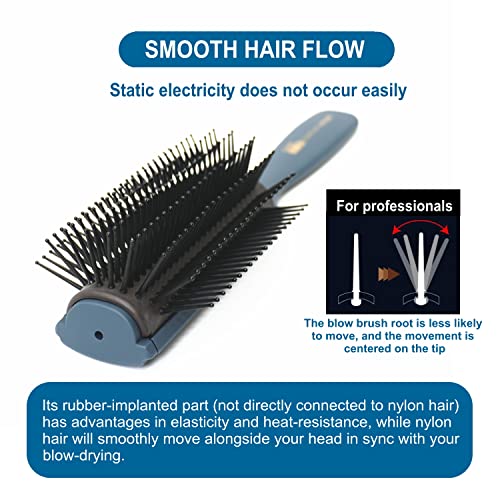 Vess Professional Ceramic Blow Brush 9 Rows Wide Hair Styling Tool - Made in Japan