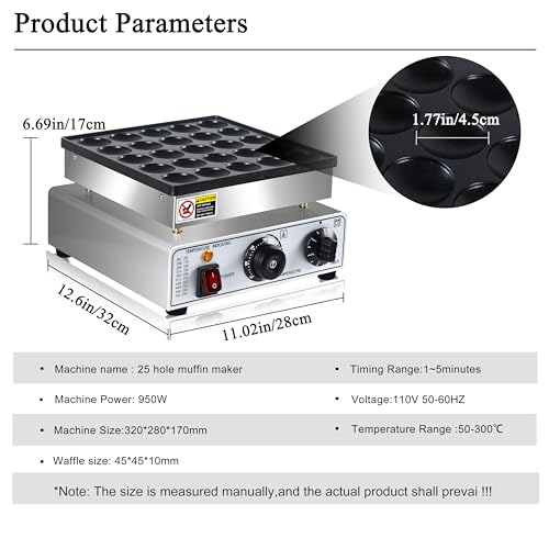 Commercial Mini Pancake Maker 25-Cup Food Truck & Cafe Appliance