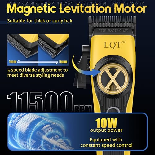 Yellow Cordless Hair Clippers Kit for Men with Precision Blades & Accessories