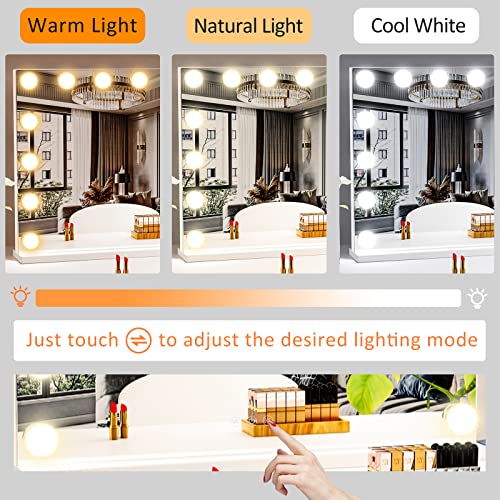 Gvnkvn 18 Bulb White Hollywood Vanity Mirror 32x24 with LED Lights, Touch Control, USB & Type-C Charging
