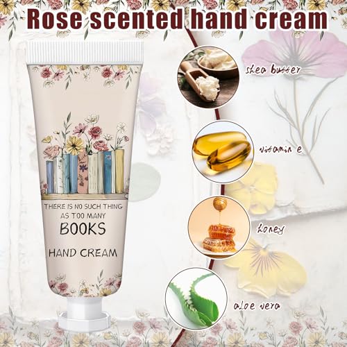 Leelosp 48 Pcs Christmas Hand Cream Mini Book Lover Gift for Women Hand Lotion Travel Size for Dry Cracked Hands Book Club Gifts Bulk Christmas Stocking Stuffer
