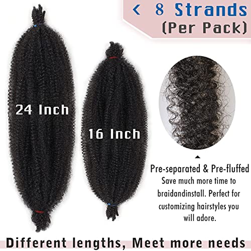 Pre-Separated Springy Afro Twist Hair 16 Inch - 8 Packs, Natural Black