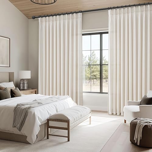Birch 60W x 90L Inch Linen Sheer Curtain Set - 2 Panels for Living Room, Privacy & Light Filter