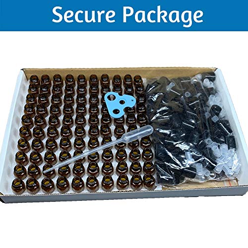Essential Oils Roller Bottles 100pcs 2ml 5/8 Dram Glass Roller Bottles Refillable Essential Oil Roller Bottles Amber, Stainless Steel Roller Balls, Sample Roll On Bottles, Mini Roller Bottles, Vials