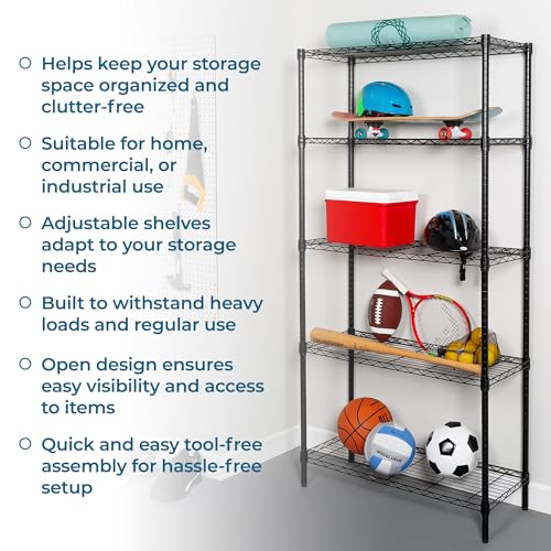 Honey-Can-Do 5-Tier Steel Wire Shelf - Heavy Duty, Adjustable, NSF-Certified