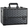 Joligrace Makeup Train Case Professional Cosmetic Organizer Aluminum Storage Box with 4 Adjustable Dividers Trays Lockable Portable with Shoulder Strap