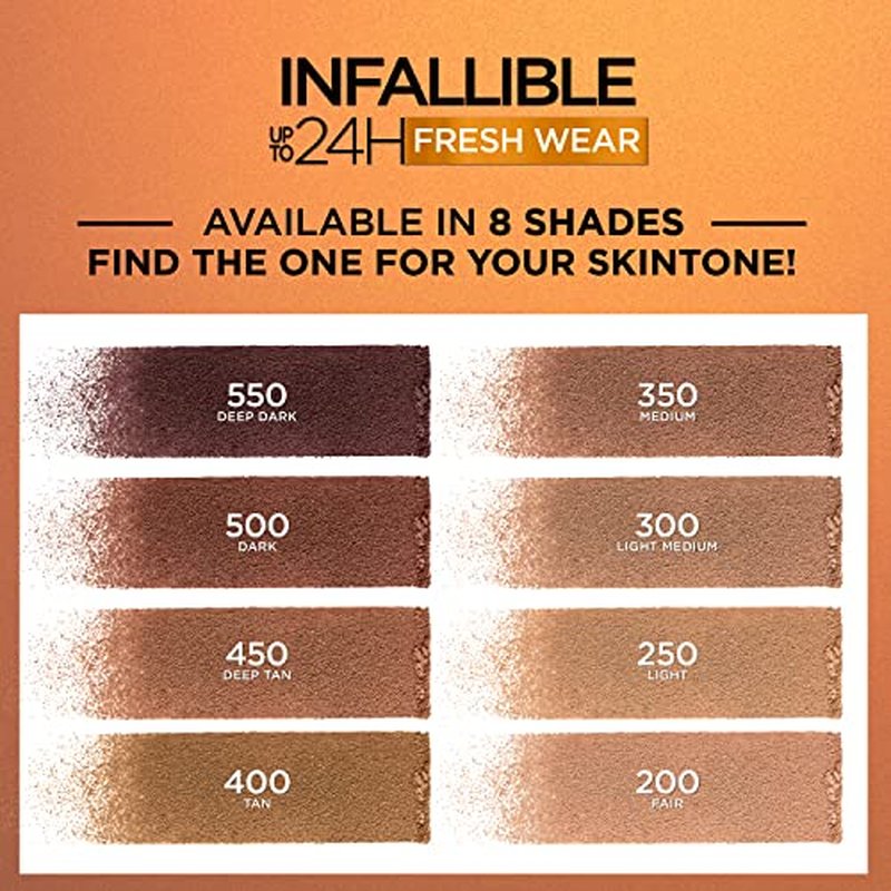 L'Oreal Paris Infallible Up to 24H Fresh Wear Soft Matte Longwear Bronzer. Waterproof, heatproof, Transfer, humidity and sweatproof, Medium, 0.31 oz