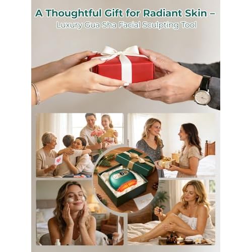 Gua Sha Facial Brush with Microcurrent, Red Light, Heat & Vibration for Sculpting, Double Chin Reduction, Lymphatic Drainage & Skin Rejuvenation