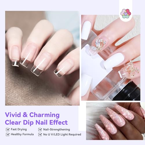 Dip Powder Nail Kit with Electric Nail Drill - 69Pcs Clear Gel Set for Home & Salon