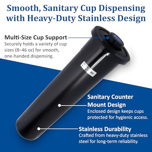 San Jamar 23.25-Inch In-Counter Cup Dispenser Black Gasket, 8-46 oz