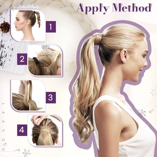 LaaVoo Human Hair Ponytail Extension - Black, 12 Inch, Short, 75g, Variation A-2-2 #1