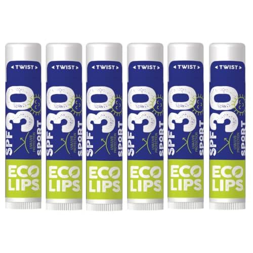Eco Lips Classic Sport SPF 30 Broad Spectrum Sunscreen Lip Balm ? 6-Pack (Classic Vanilla) | Organic Moisturizing Lip Protection | Made in USA, Cruelty-Free Outdoor Lip Care
