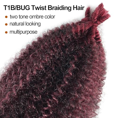 Springy Afro Twist Hair 16 Inch Ombre Burgundy 8 Packs - Soft Locs & Crochet Braids