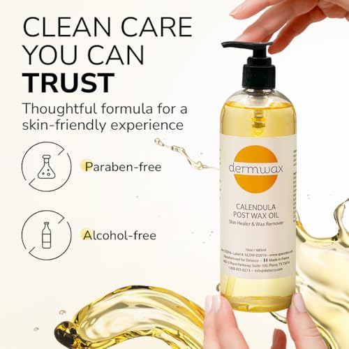 Calendula Post Wax Oil 16oz ? Post Wax Oil That Helps Calm Skin Instantly After Waxing ? Gentle Post Wax Care for All Skin Types ? Helps Remove Wax Residue ? Paraben & Alcohol-Free