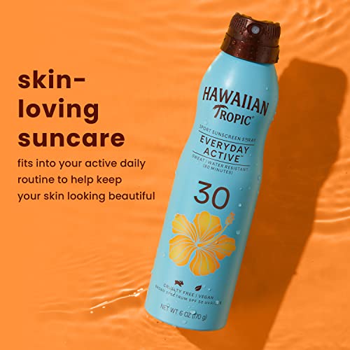 Hawaiian Tropic Everyday Active Clear Spray Sunscreen SPF 30, 6oz & After Sun Body Butter with Coconut Oil, 8oz