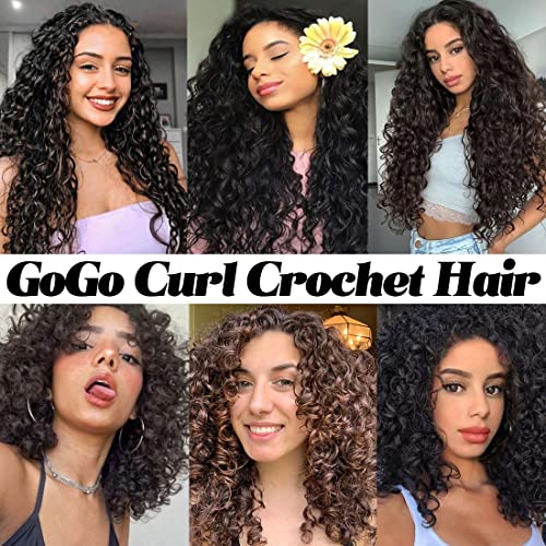 Vomella GoGo Curl Crochet Hair 8 Packs Water Wave 18 Inch Curly Synthetic Extensions T30