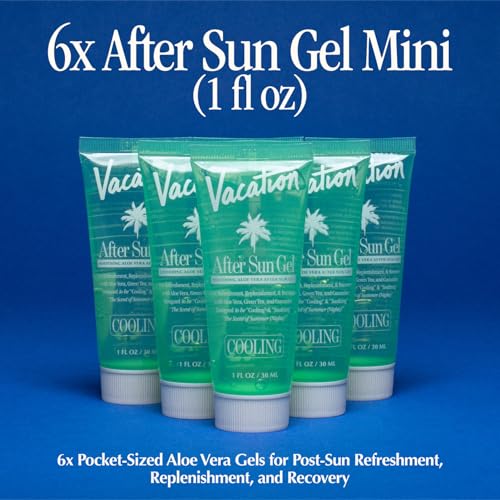 Vacation Mini After Sun Aloe Vera Gel, 1 Fluid Ounce, Pack of 6