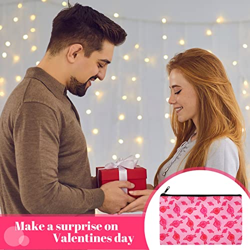 Valentine Makeup Bags Set - 14 Pcs Gift Bags with Zipper, 18x11cm Reusable Pink & Red Cosmetic Pouches