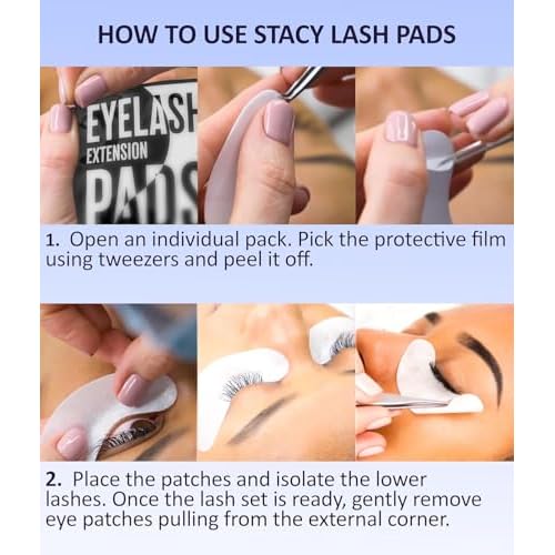 STACY LASH 100 Pairs Set Under Eye Gel Pads for Eyelash Extension - Lint Free Patches with Vitamin C and Aloe Vera Lash Supplies and Beauty tools - Hydrogel Eye Pads - Skin Moisturizes
