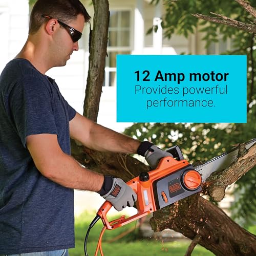 Electric Chainsaw - 12 Amp 16-Inch Power Tool with Tool-Free Chain Tensioning