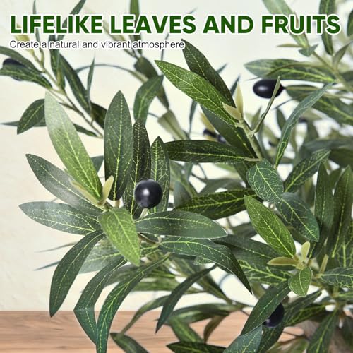 5 Ft Artificial Olive Tree - Realistic Indoor Faux Plant with Fruits