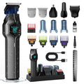 Beard Trimmer for Men, Magnetic Snap-on Replacement Heads & Charging Dock, IPX7 Waterproof Cordless Hair Clippers, Mens Grooming Kits for Mustache/Body/Face/Ear/Nose, Gray