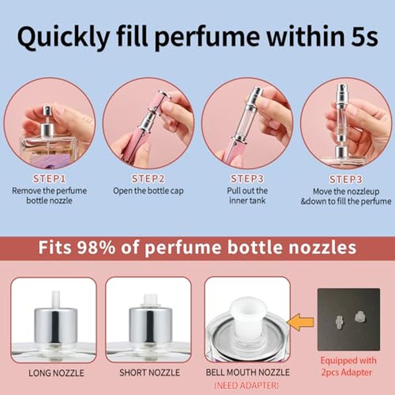 2pcs Travel Perfume Bottle Refillable, Cologne Travel Size Atomizer Bottle,Refill Perfume Dispenser Container,Mini Spray Pump Scent Case For Men And Women, 5ml (Dark Green & Orange)