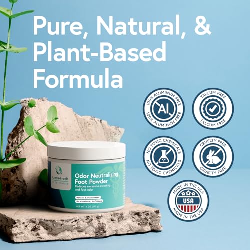 Unscented Plant-Based Foot Powder for Excessive Sweating & Odor Control - 4oz