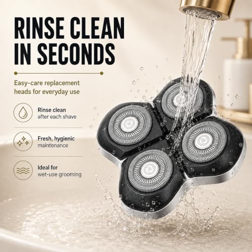 Silver 2-Pack Shaver Replacement Heads Compatible with Freebird FlexSeries Pro — Precision 4-Blade System