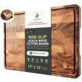 End Grain Acacia Wood Cutting Board 17" x 12" with Non-Slip Feet - Socisen