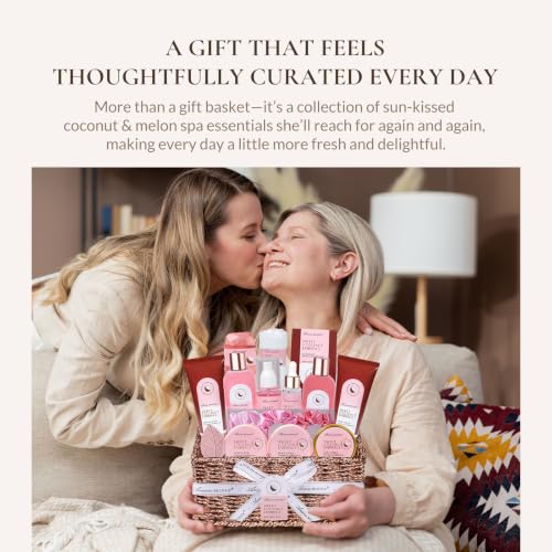 Coconut Melon Spa Gift Basket for Women - 17-Piece Relaxation Set