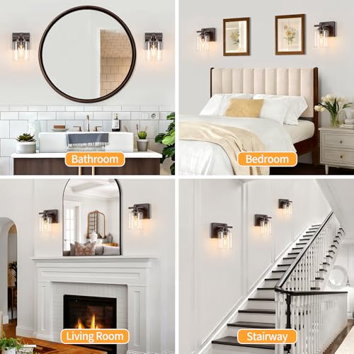 Oil Rubbed Bronze Bathroom Vanity Light with Clear Glass Shade, 1-Light, E26 Socket Over Mirror