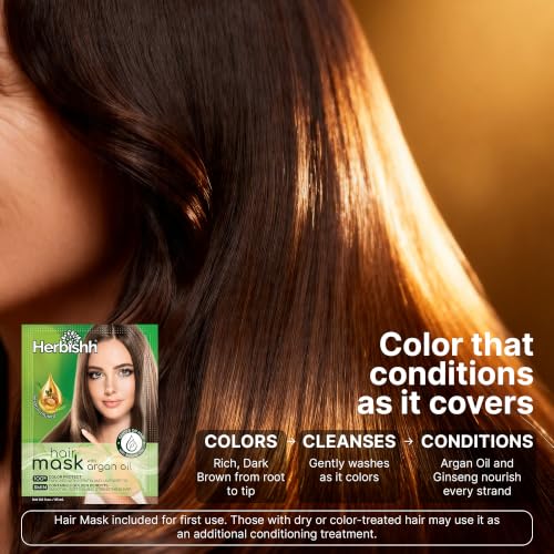Herbishh Dark Brown Hair Dye Shampoo 500ml for Gray Coverage & Shine - Variation of THIS listing