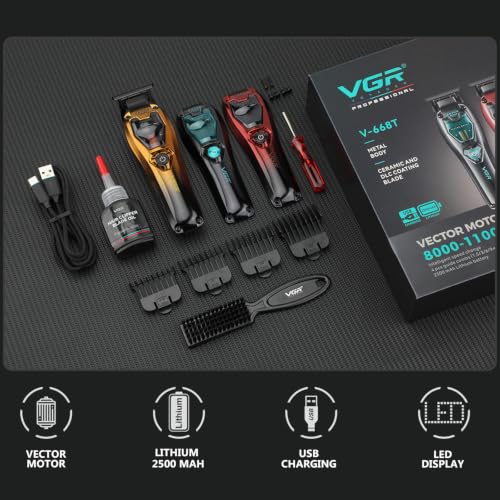 Men's Hair Trimmer with Zero-Gap T-Blade, 11000 RPM, Cordless Grooming Kit