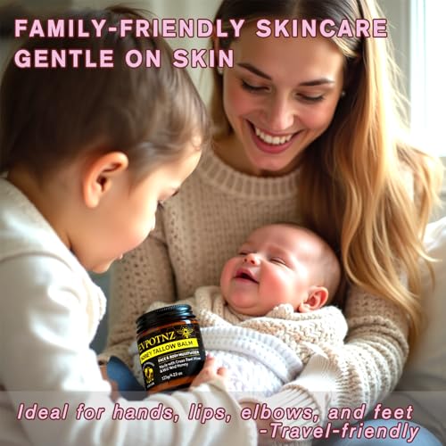 Whipped Beef Tallow & Honey Balm (4.23 oz Large Jar) - Grass Fed Tallow Face Moisturizer for Dry Sensitive Skin& Eczema -Natural Unscented Body Butter&Family