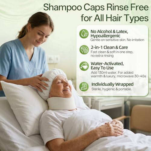 Rinse-Free Shampoo Caps Pack for Bedridden & Travel - No Rinse Hair Wash