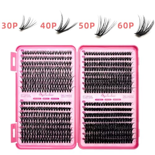 ALICROWN Brown Lash Clusters Cat Eye Cluster Eyelash Extensions Manga Eyelash Clusters Left & Right Natural Lash Extensions Spiky Cluster Lashes C Curly Fox Eye Individual Lashes Fairy Eyelashes