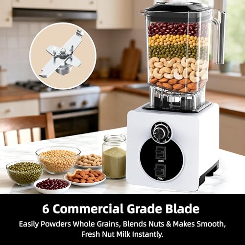 AIZIYO 2200W Heavy Duty Blender for Smoothies & Nut Milk, 60oz BPA-Free Pitcher, Dishwasher Safe, Multiple Programs, White