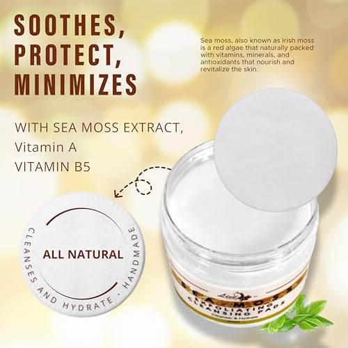 Live Healthy The Original Kojic Acid & Sea Moss Cleansing Pads - Natural, Face Cleanser, with Vitamin E, Glycolic Acid & Hyaluronic Acid - Clears Acne, Face Peel Toner Pads - Made in USA | 30 Pack