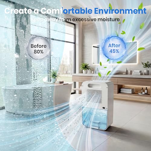 YEMIGTECH White 128oz Dehumidifier for Home Basement Bathroom RV Quiet Portable with Timer Night Light