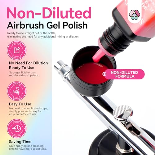 SAVILAND Airbrush Gel Nail Polish Hema-Free: Dilution-Free Fluorescent Airbrush Shine All Night Long,12 Colors Non-Acetone Glows in The Dark for Nails French Manicure DIY Salon & Party & Bar Social