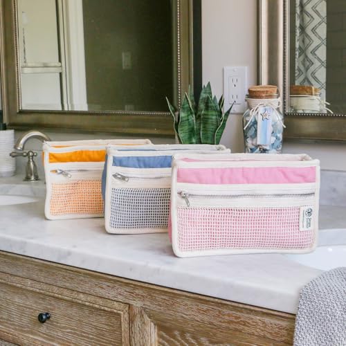 Pink Padded Organic Cotton Toiletry Bag - Travel Cosmetic Organizer