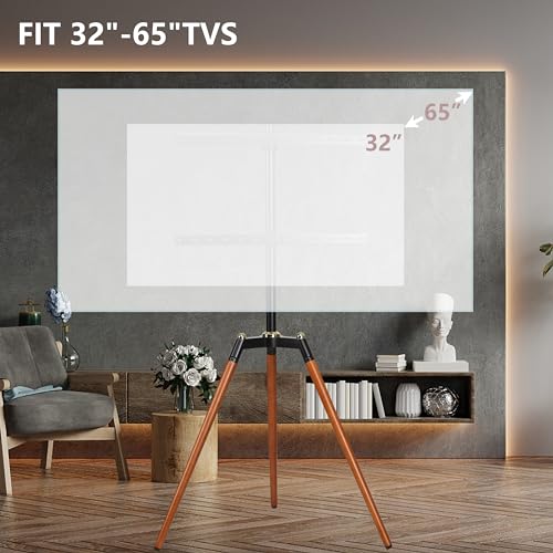 Ethu Tripod TV Stand for 32-65 Inch Flat & Curved Screens - Black & Walnut